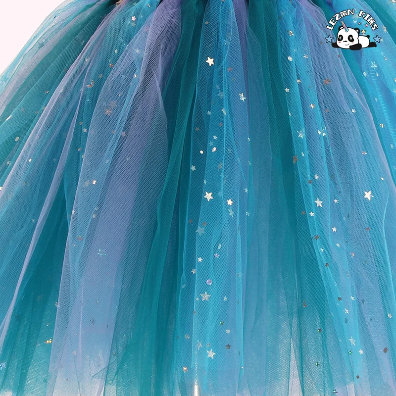LEZONKIDS - Vestidos de meninas com design mais recente personalizáveis 2-14 Roupas de aniversário de sereia Crianças Flor Tule Vestidos de festa para meninas